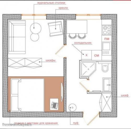 Однокомнатная квартира в панельном доме. 05 Однокомнатная квартира в панельном доме. 05