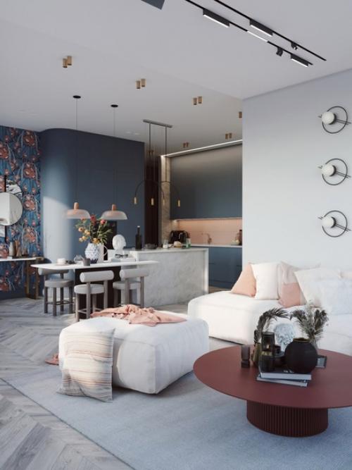 Трешка с необычной планировкой и классными дизайнерскими решениями. 01