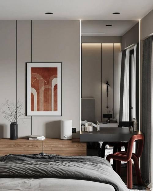 Интерьер спальной комнаты и лоджии примыкающей к ней. 03