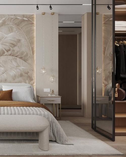 Светлый и лёгкий интерьер спальни и балкона. 04