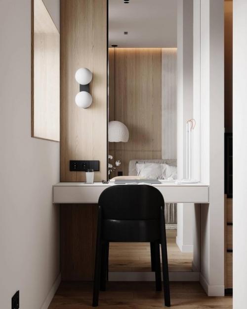 Оцените интерьер светлой спальни с гардеробом 15+4 м 2. 06