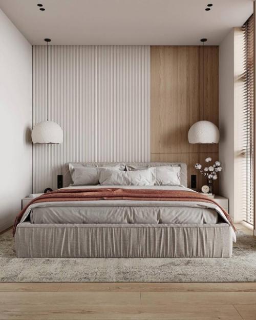 Оцените интерьер светлой спальни с гардеробом 15+4 м 2. 02