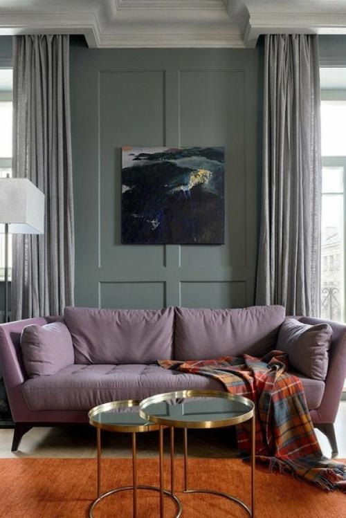 Диван в интерьере гостиной - это необходимый элемент меблировки комнаты для отдыха и приема гостей. 01