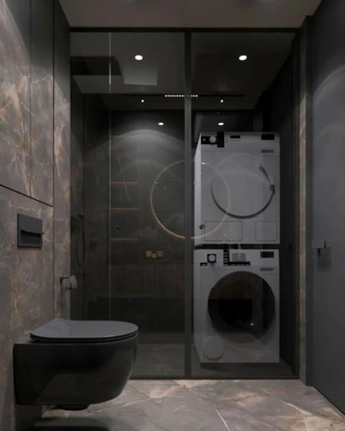 Очередной тёмный вариант отделки санузла. 03