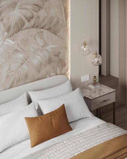 Светлый и лёгкий интерьер спальни и балкона. 01