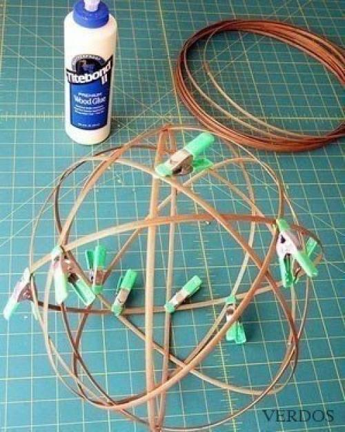 Плафон для люстры из бамбуковой салфетки. 03