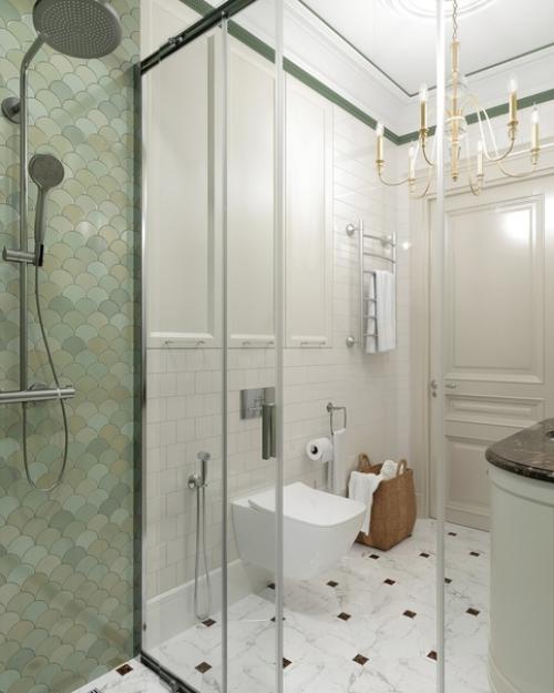 Ванная комната с отделкой стен - обоями. 03