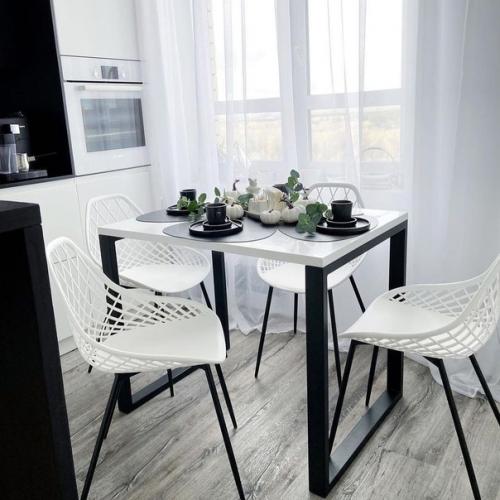 Контрастная черно-белая кухня, площадь 9, 7 кв. 03