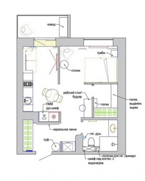 Проект небольшой однушки от дизайнера маргариты калининой. 08