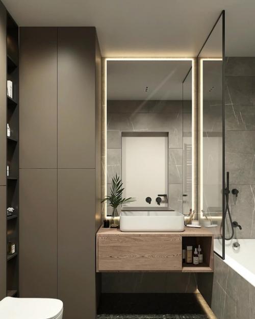 Современная, стильная и минималистичная ванная, которая вместила абсолютно все, что нужно! 01