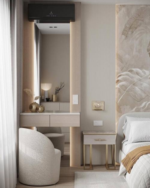 Светлый и лёгкий интерьер спальни и балкона. 02