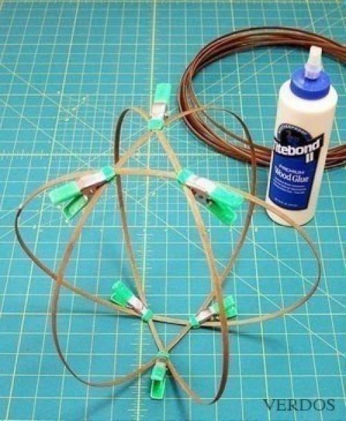 Плафон для люстры из бамбуковой салфетки. 02