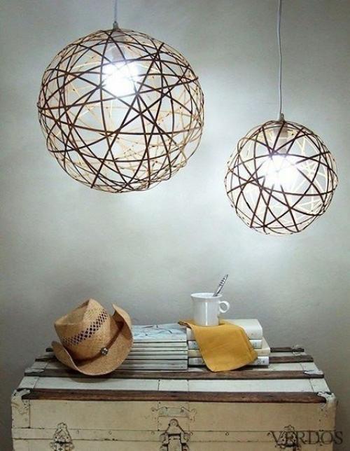 Плафон для люстры из бамбуковой салфетки. 05