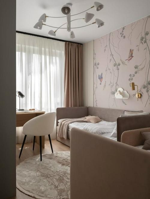 Комната, в которой сочетаются лёгкость, уют и вдохновляющая атмосфера. 
