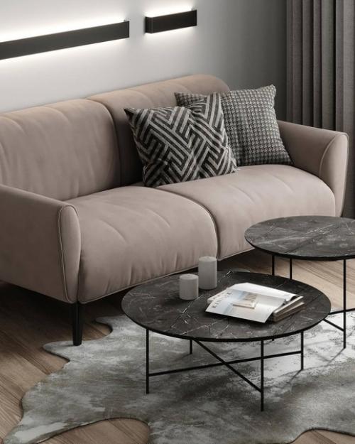 Монохромный интерьер спальни с природным акцентом. 04