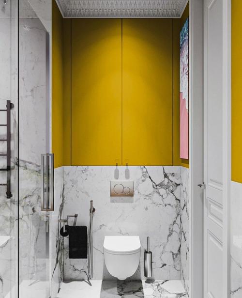 Текстурная ванная комната с вставками из натурального камня от Lamtsova_Design. 03