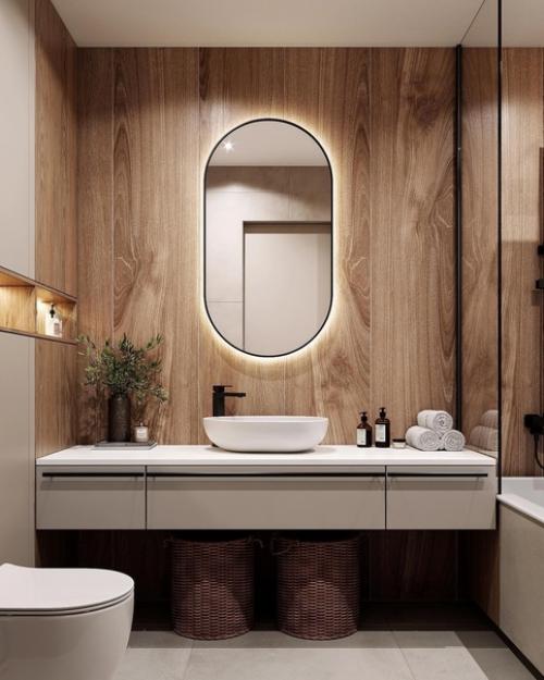 Дизайн санузла в теплых оттенках. 01