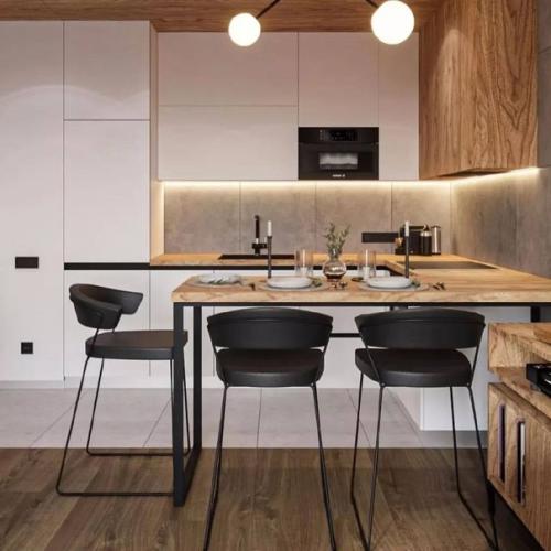 Простые геометрические формы, контрасты и натуральные оттенки делают интерьер этой комнаты стильным и дорогим. 05