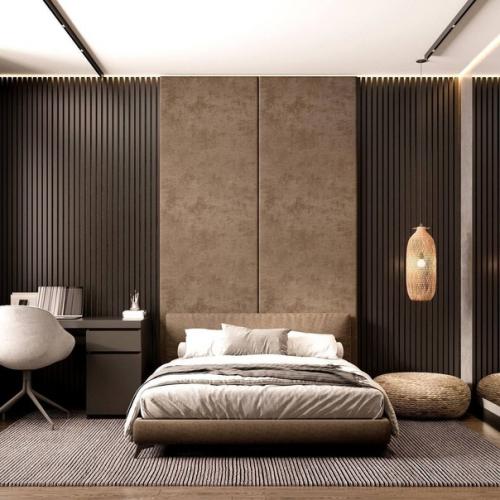 Современные функциональные и уютные интерьеры просторных спален. 03