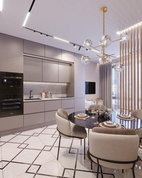 Кухня - гостиная в современном стиле. 01