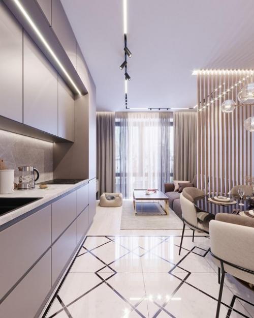 Кухня - гостиная в современном стиле. 04