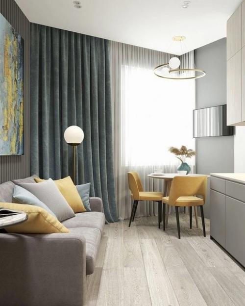 Школа ремонта.  Небольшая и яркая кухня - гостиная. 03