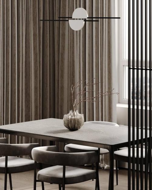 Интерьер кухни - гостиной в современном стиле в светло-бежевых спокойных тонах. 03