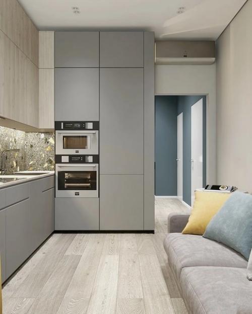 Школа ремонта.  Небольшая и яркая кухня - гостиная. 02