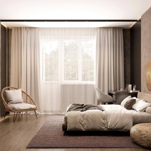Современные функциональные и уютные интерьеры просторных спален. 04