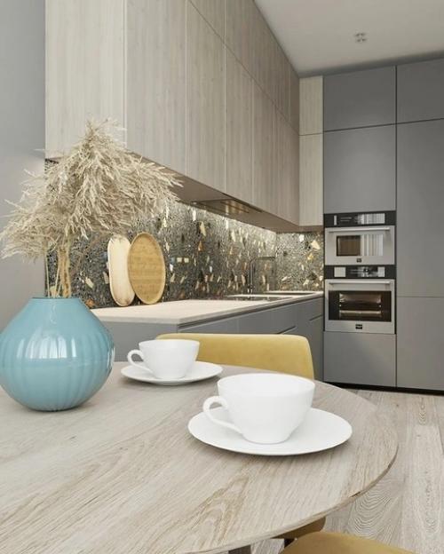 Школа ремонта.  Небольшая и яркая кухня - гостиная. 04