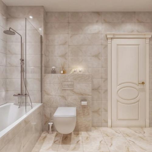 Школа ремонта.  Ванная комната для интерьера в классическом стиле. 01