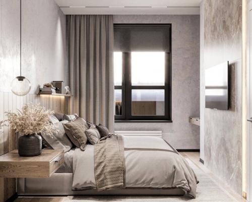 Современные функциональные и уютные интерьеры просторных спален. 09