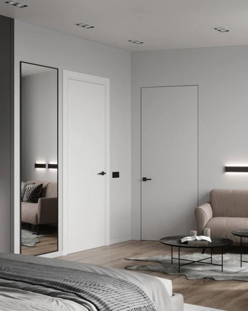 Монохромный интерьер спальни с природным акцентом. 05