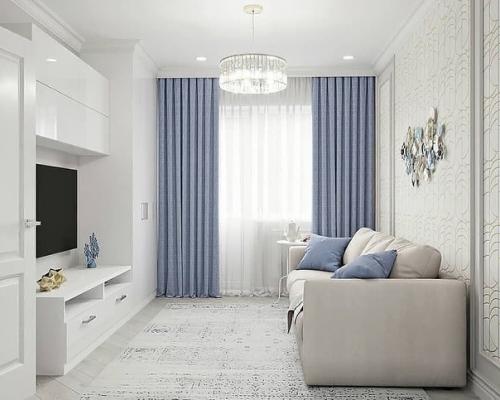 Однокомнатная квартира с зонированием комнаты на спальню и гостиную. 01