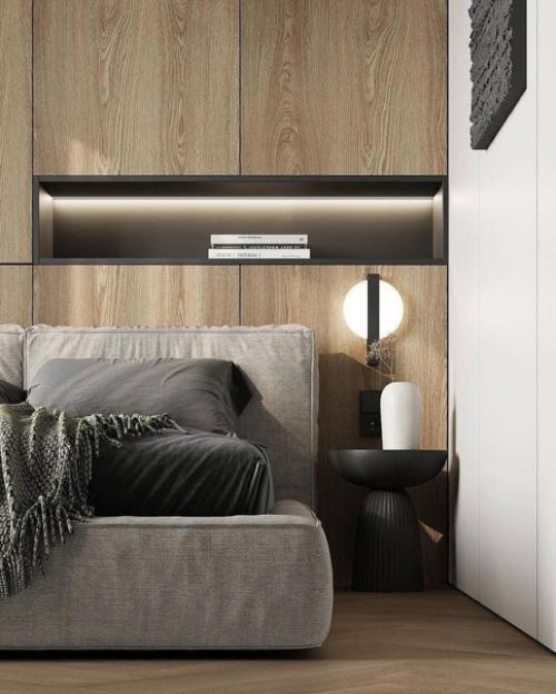 Современный интерьер кухни - гостиной в теплых тонах. 05