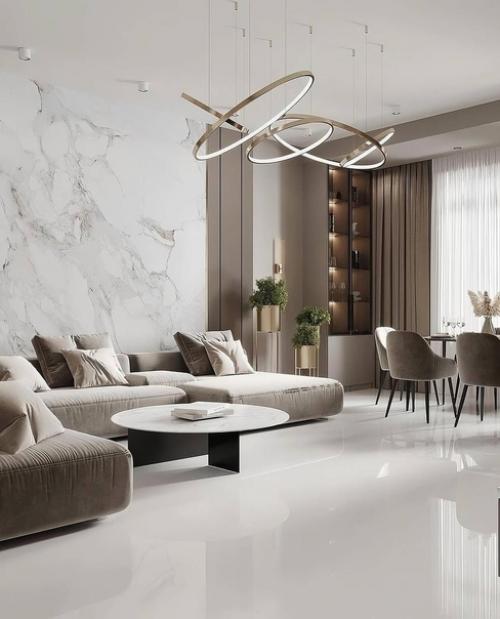 Интерьер квартиры в светлых тонах в современном стиле. 02