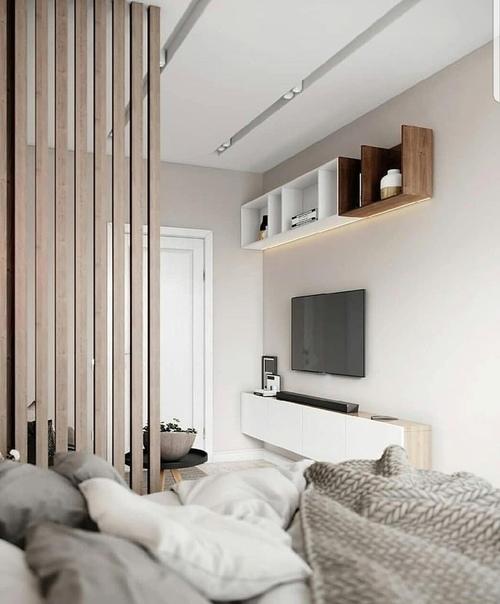 Проект комнаты с зонированием на спальную и зону отдыха. 04