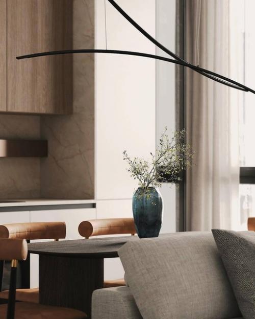 Светлый и уютный интерьер кухни - гостиной в современном стиле. 03