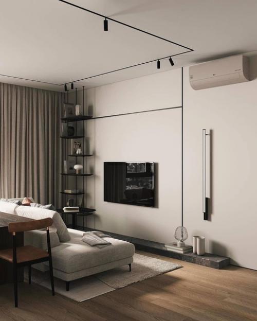 Светлый и уютный интерьер кухни - гостиной в современном стиле. 02