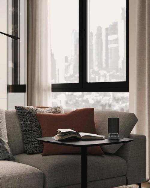 Светлый и уютный интерьер кухни - гостиной в современном стиле. 04