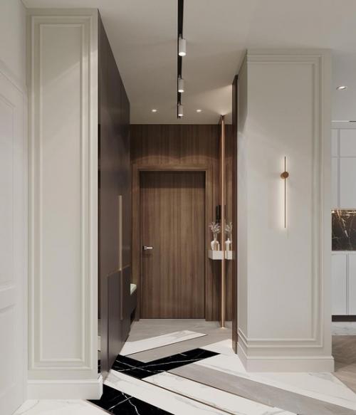 Шпон, мрамор, стекло, металл, идеальное сочетание для современного интерьера. 08