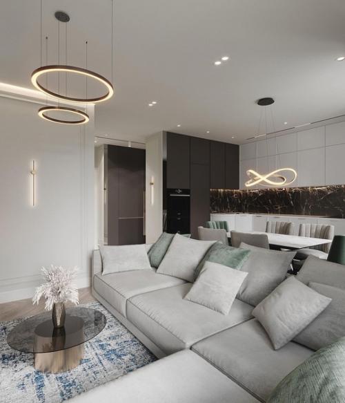 Шпон, мрамор, стекло, металл, идеальное сочетание для современного интерьера. 03