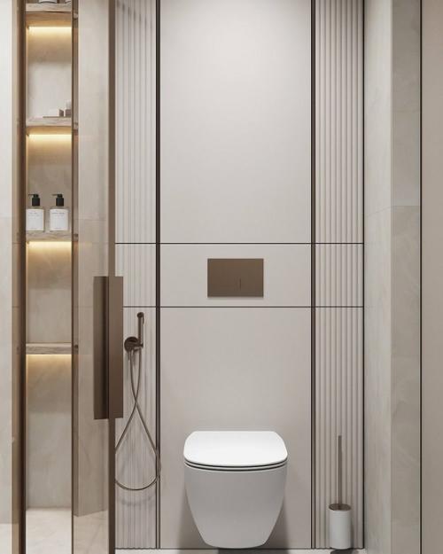 Интерьер мастер спальни и санузла в современной классике и светлых пастельных тонах. 09