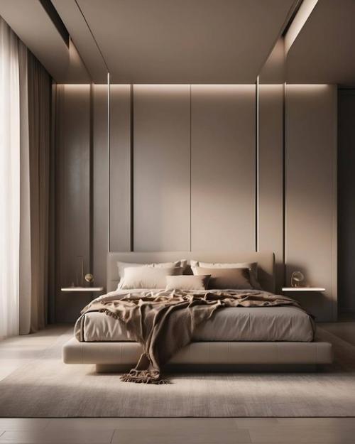 Вечерняя подборка спален в бежевых пастельных оттенках. 02