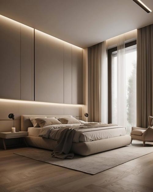 Вечерняя подборка спален в бежевых пастельных оттенках. 03