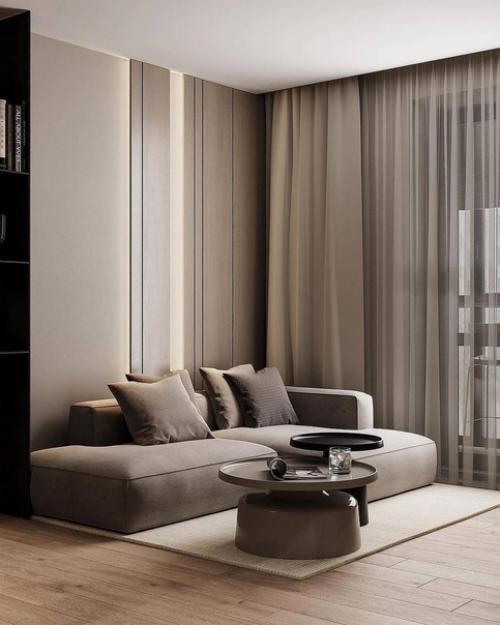 Светлый современный интерьер уютной однокомнатной квартиры. 02