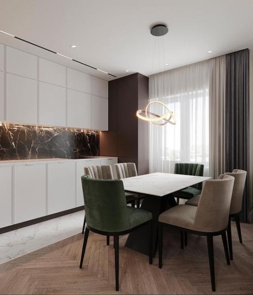 Шпон, мрамор, стекло, металл, идеальное сочетание для современного интерьера. 04