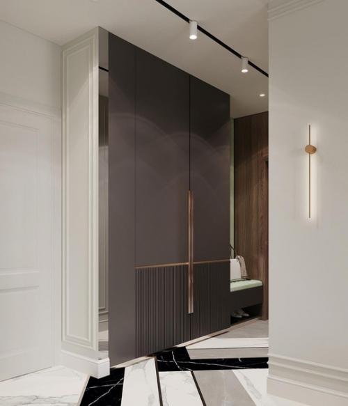 Шпон, мрамор, стекло, металл, идеальное сочетание для современного интерьера. 05