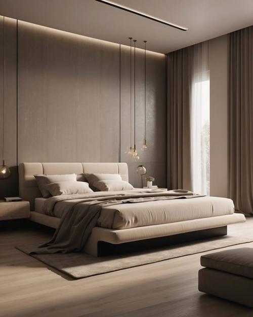 Вечерняя подборка спален в бежевых пастельных оттенках. 06