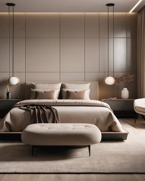 Вечерняя подборка спален в бежевых пастельных оттенках. 01